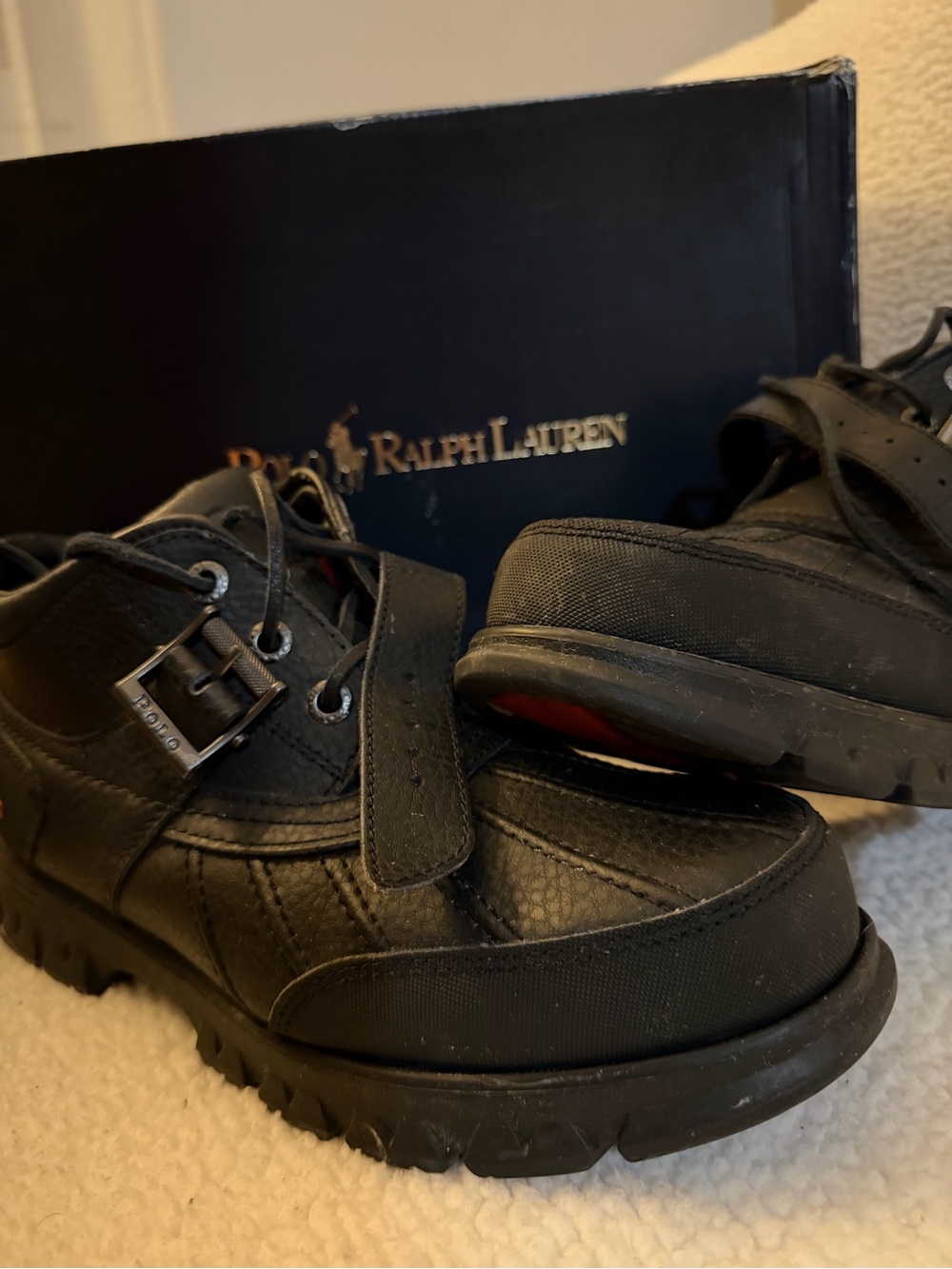 Ralph Lauren Black Sneakers with Red Lining